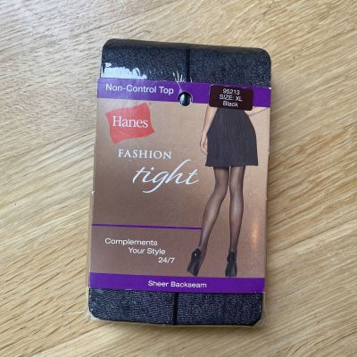 Hanes Fashion Tight Sheer Back Seam Size Xl Black